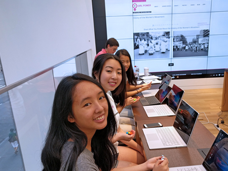 high school girls at eGirl Power's Womens Movement Workshop